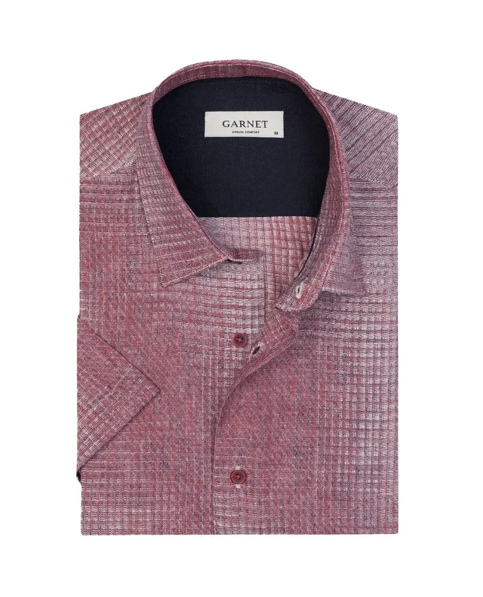 Linen-Cotton Woven Shirt - Red Handmade Fit Professional Wear