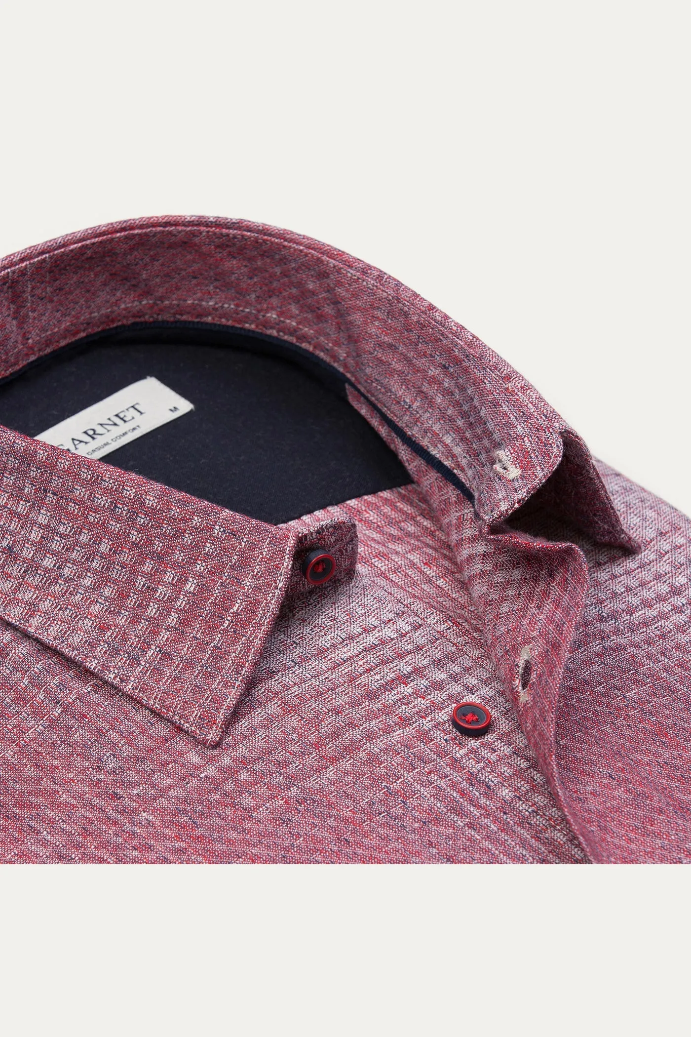 Recycle Glow WaterRepellent Finish Linen-Cotton Woven Shirt - Red