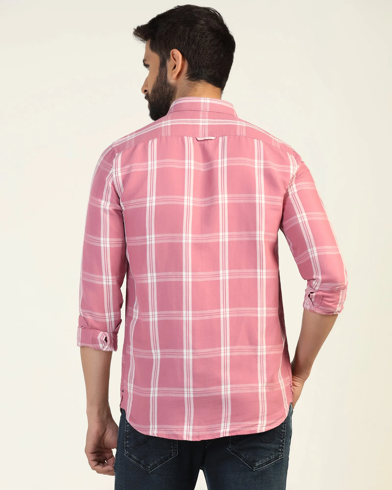 Trend-Driven Local Favorite Linen Casual Pink Check Shirt - Yori