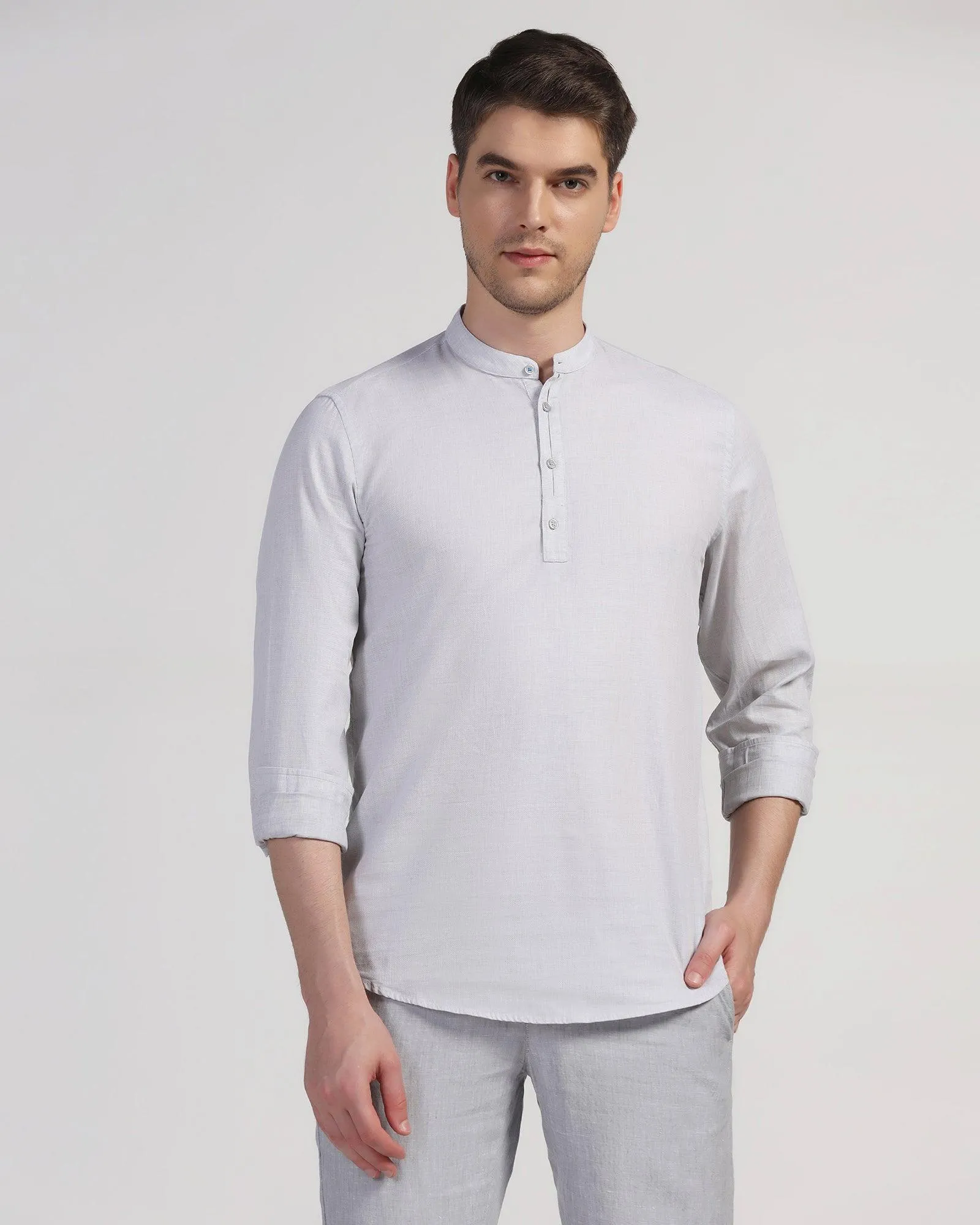 Casual Grey Solid Shirt - Carly Wrinkle-Free Button Down Design