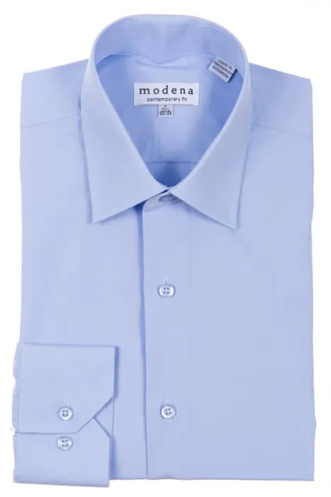 Modena Contemporary Fit Regular Cuff M300BS0R Powder Blue Pre Shrunk Cotton Blend