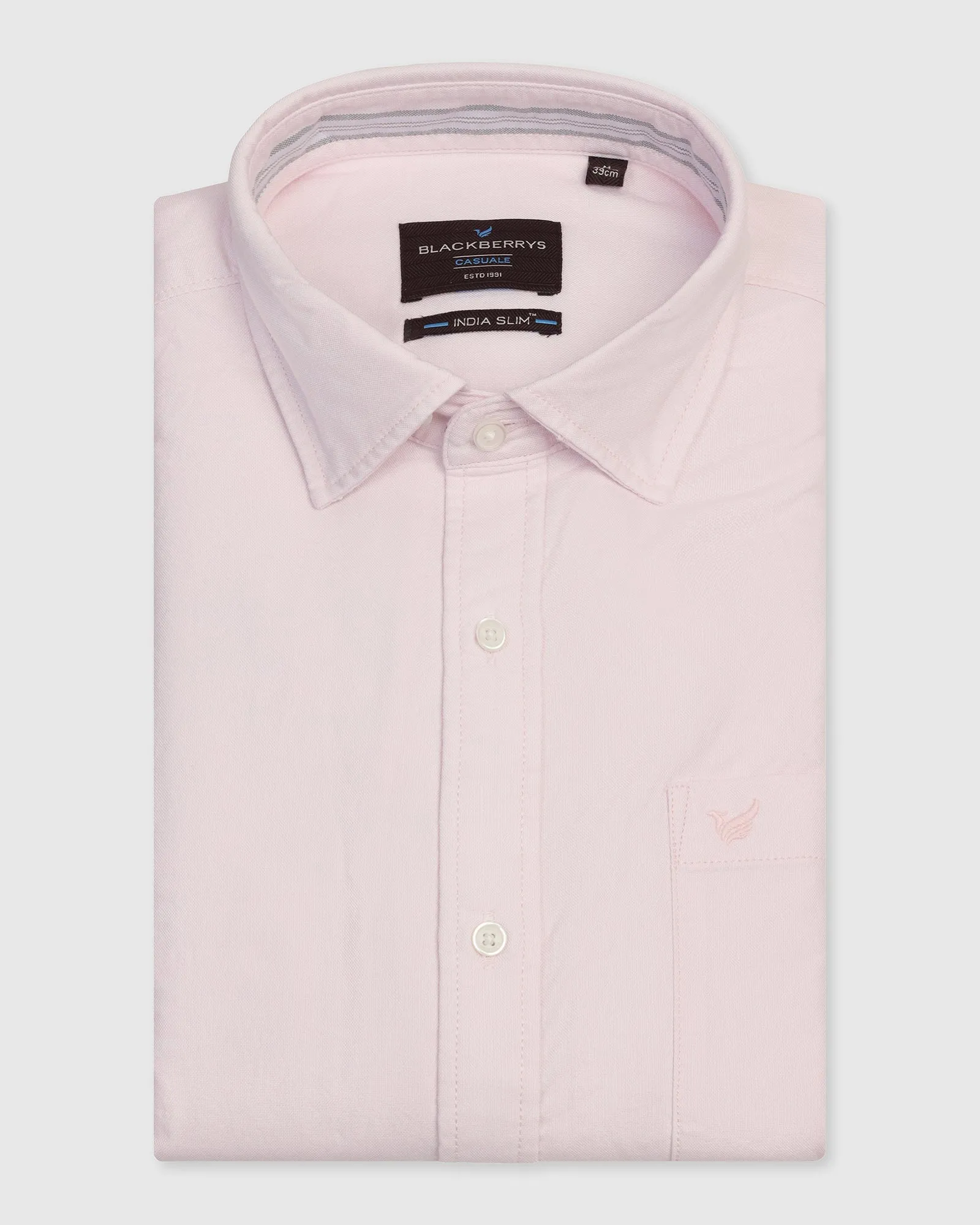 Ventilated Back Panel Casual Pink Solid Shirt - Solly