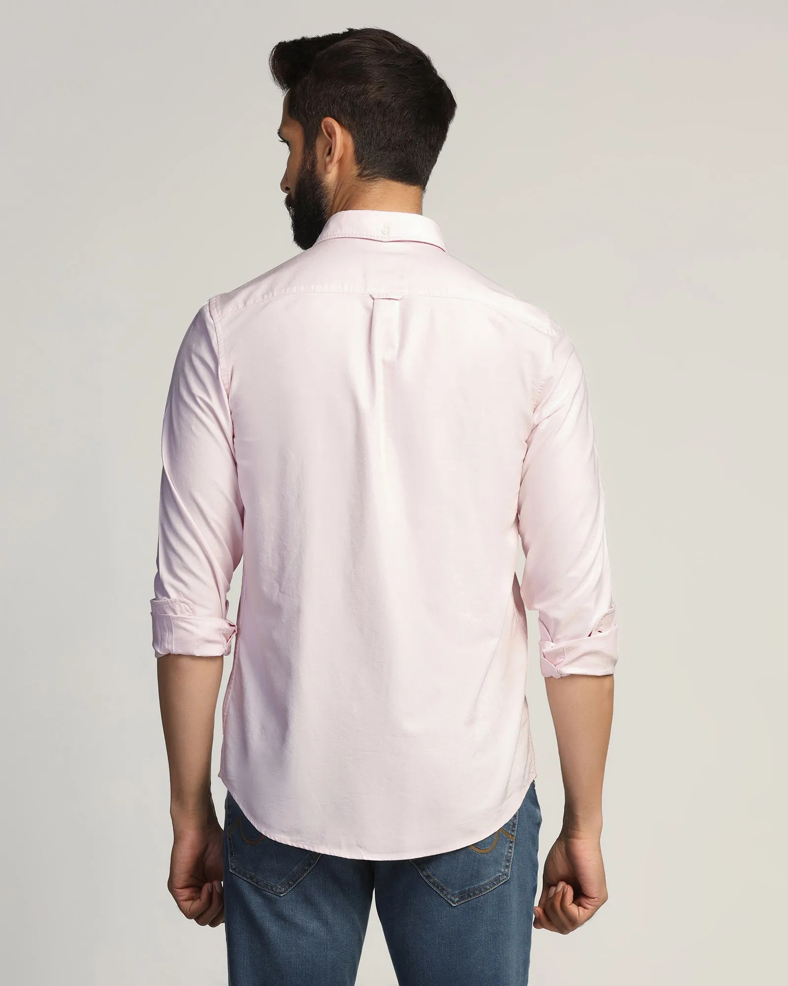 Easy Care Non Chafe Seams Casual Pink Solid Shirt - Solly