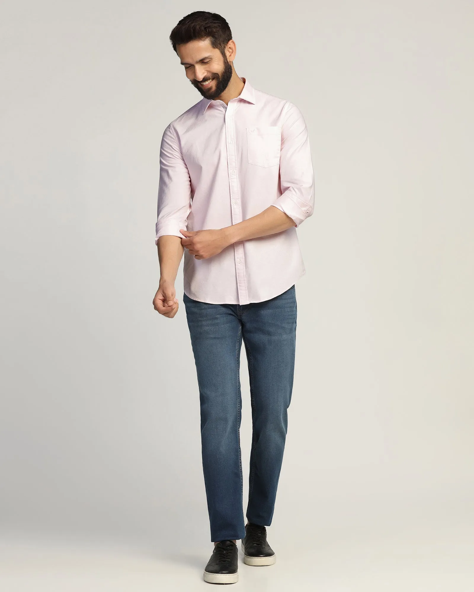 Casual Pink Solid Shirt - Solly Bamboo Fiber Blend Tall Length