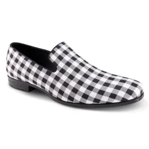 Calico Collection: Montique Black Checkered Loafer Fashion Shoes S2362 Clear Lane