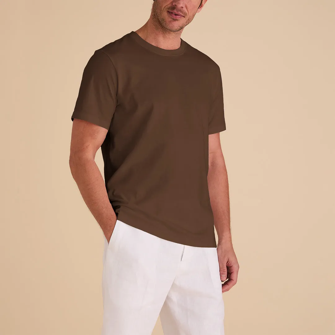 Inserch Short Sleeve Pima Cotton T-Shirt T301-00064 Mocha Red Flash
