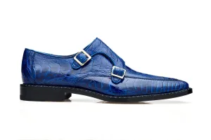Belvedere - Valiente - Genuine Ostrich Double Monk Strap Dress Shoe - Ant. Ocean - 02442  (IN STORE) Durable Fabric