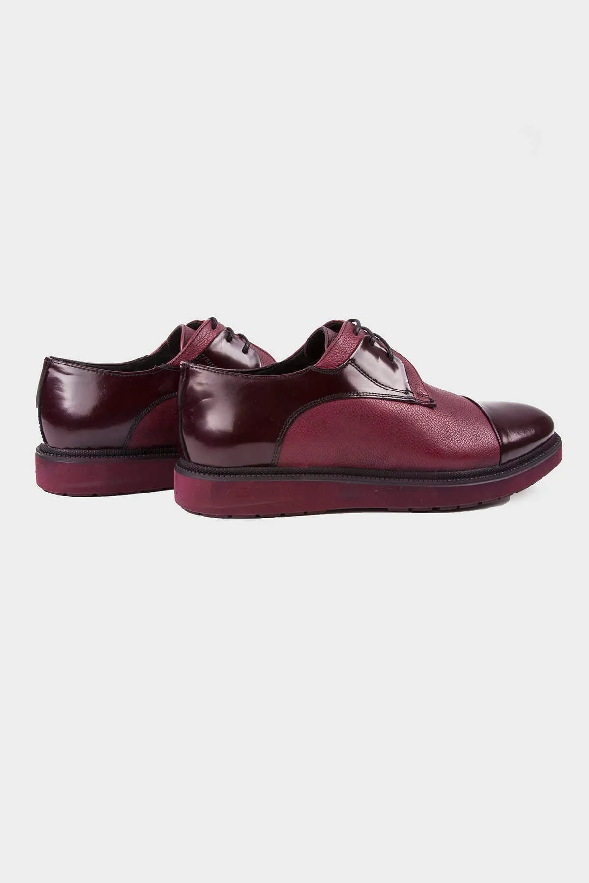 Play Mode spring fresh Casual 100% Genuine Leather Burgundy Lace-Up Shoes