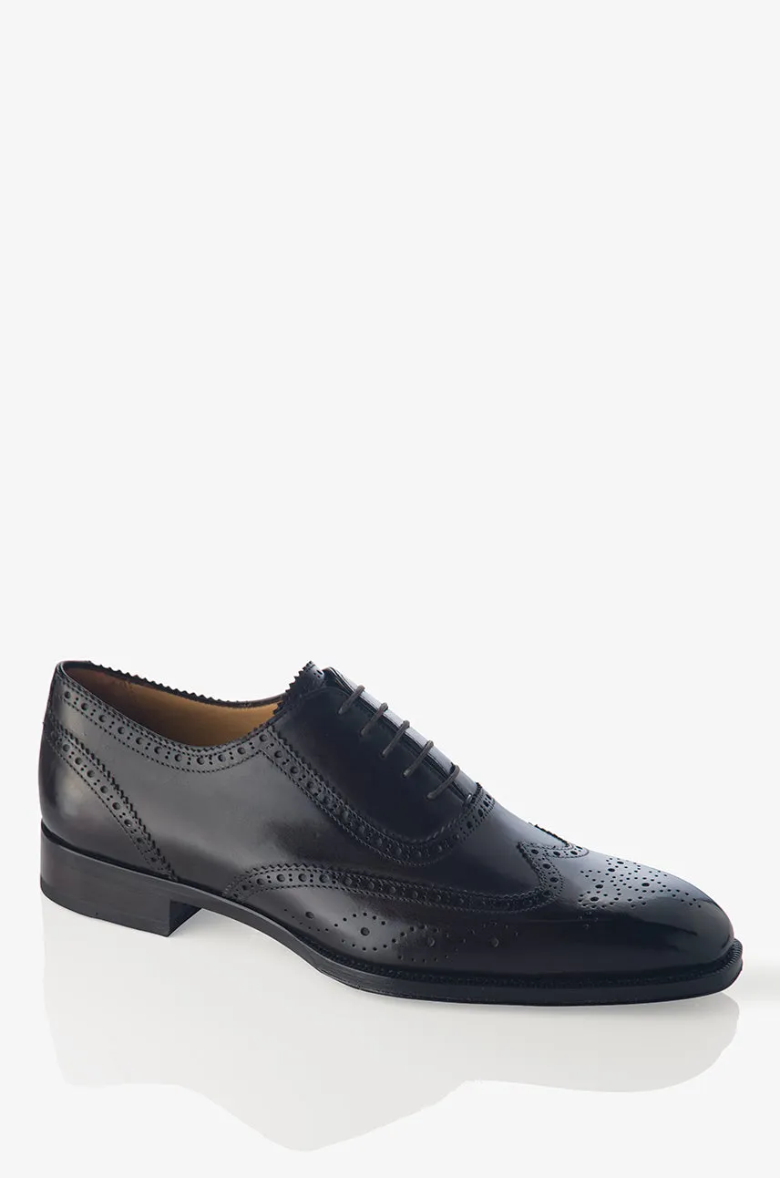 David August Leather Brogue Oxford in Dark Black Nero Fondente Style Goal