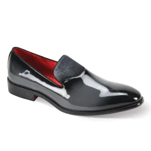 Grey Patent Fashion Loafer Club Night Anatomical Toe Shape