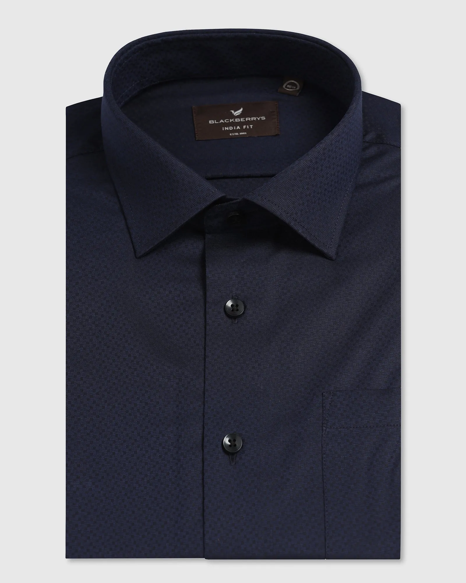 Navy Textured Shirt - Regard Anti Odor Treatment Flatlock stitching