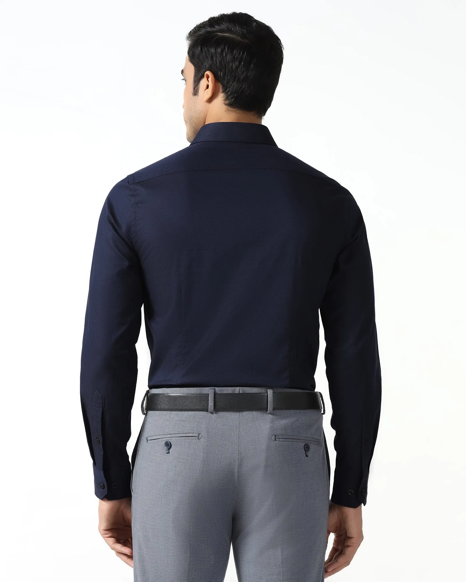 Navy Textured Shirt - Regard Trendsetter Choice Breathable Underarm Vents