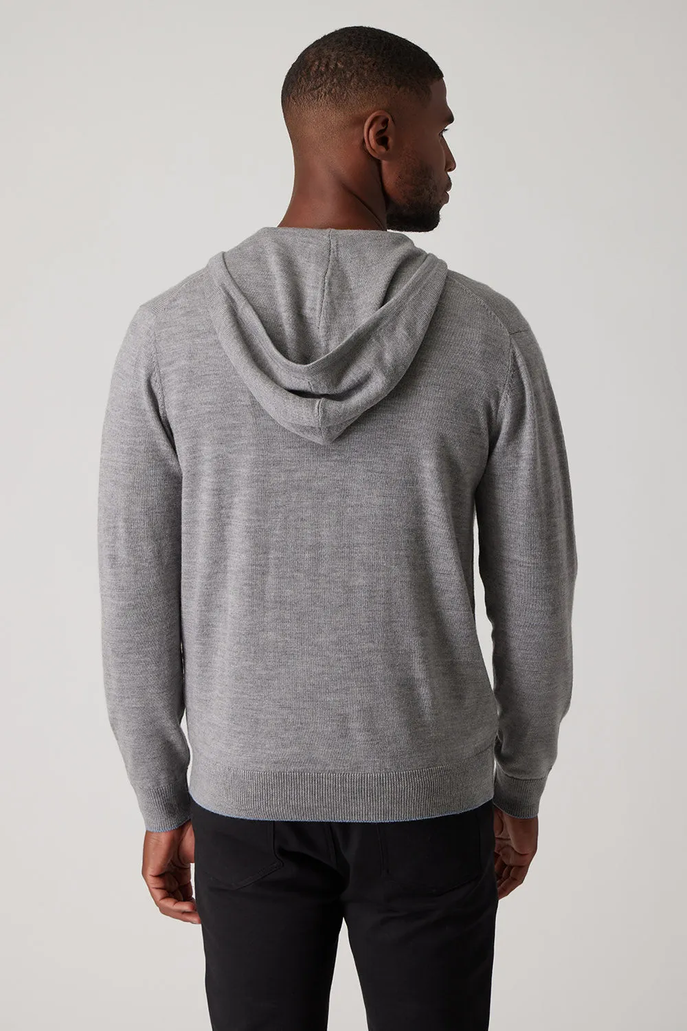 Merino Full Zip Hoodie - Platinum QuickDry Construction Stylish Scarf