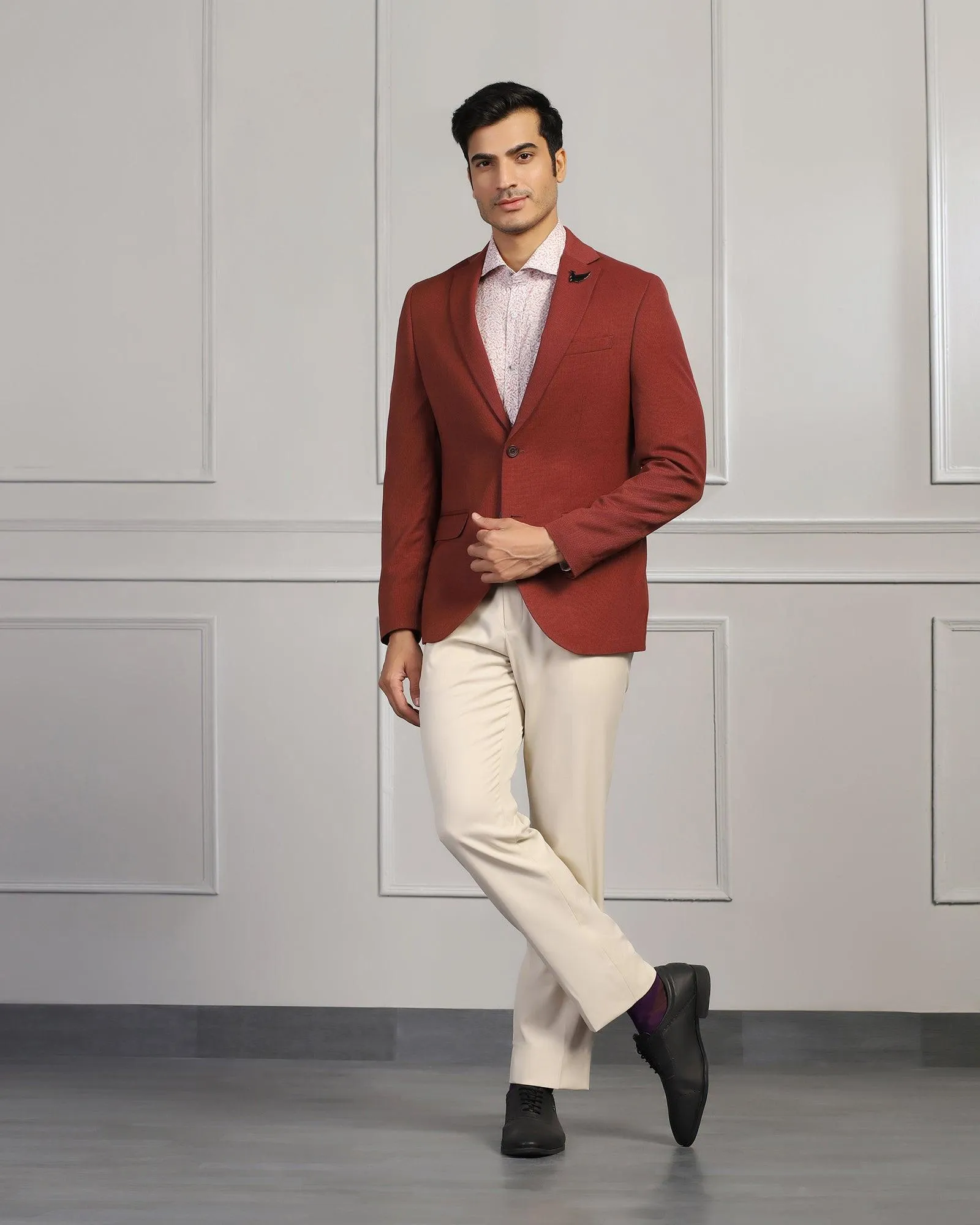 All Weather Performance Formal Rust Textured Blazer - Garwin