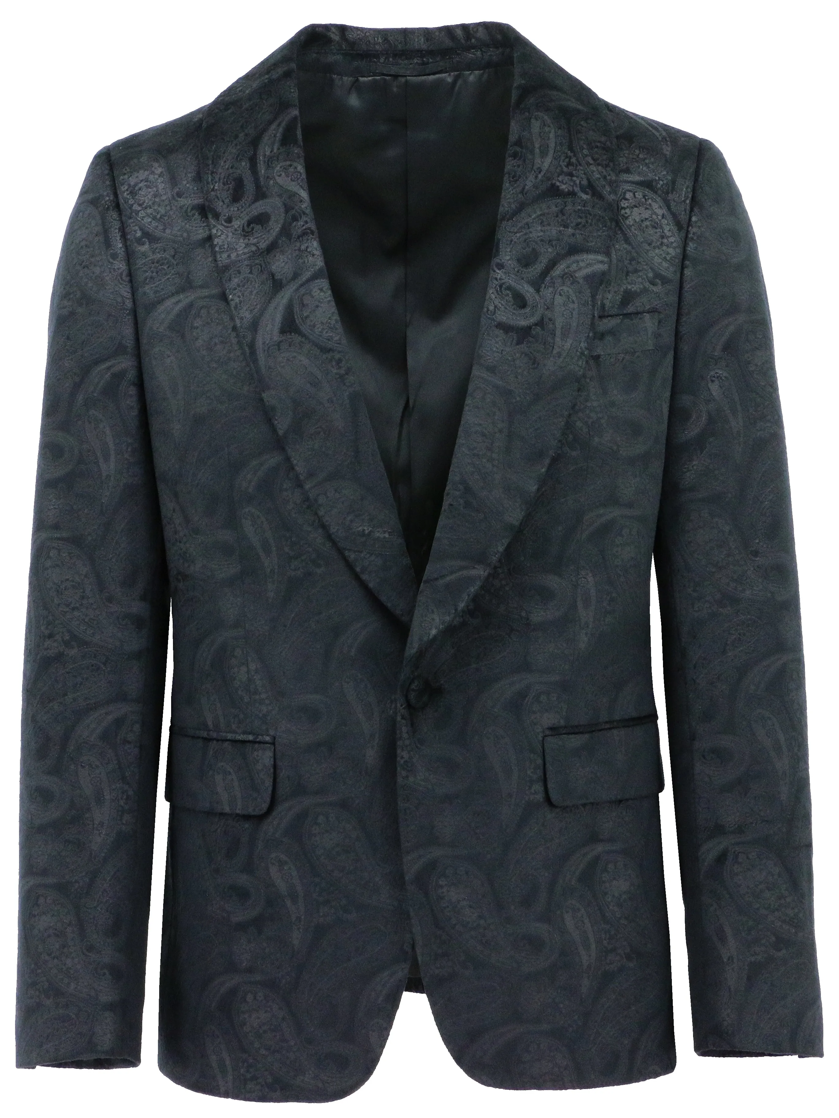 Black Paisley Shawl Lapel Dinner Jacket Temperature Regulating Fill MoistureWicking Technology