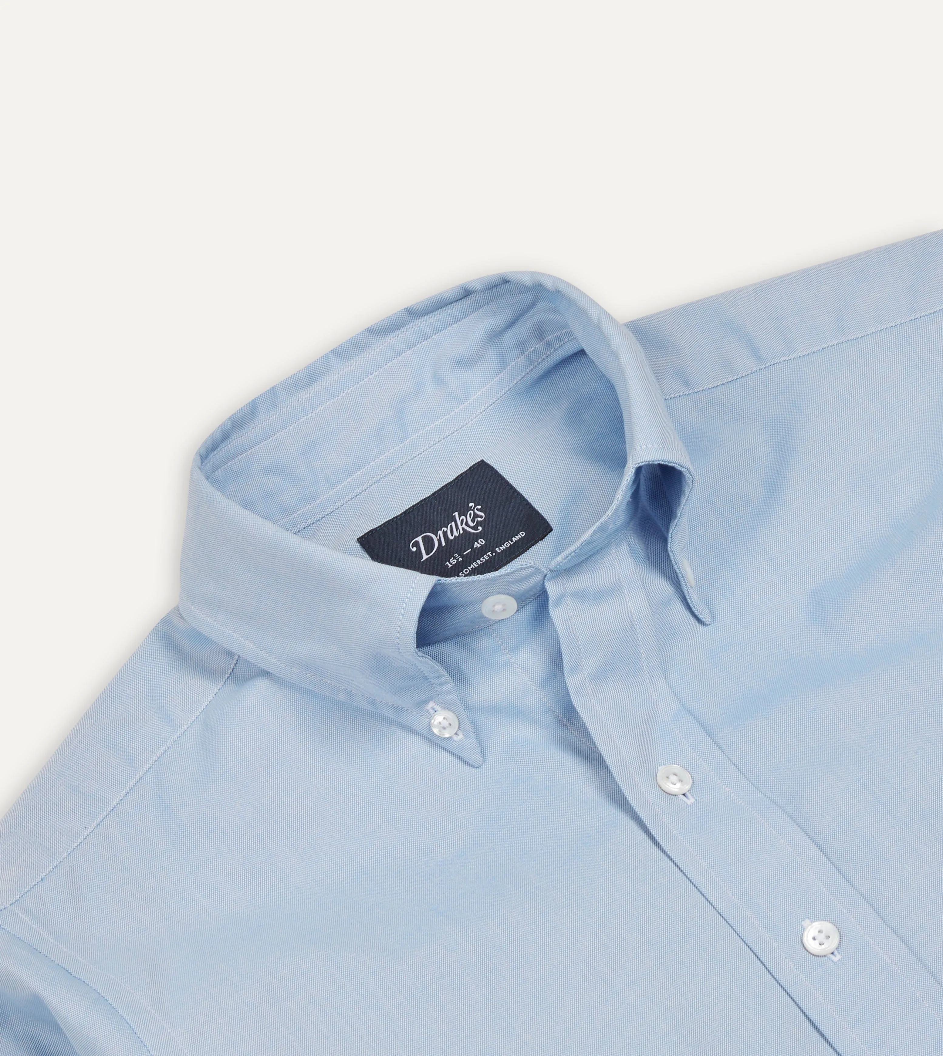 Non Restrictive Armhole Cocktail Party Blue Pinpoint Oxford Cotton Cloth Button-Down Shirt