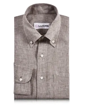 Linen: Brown White Mini Houndstooth Shirt Carry Ease
