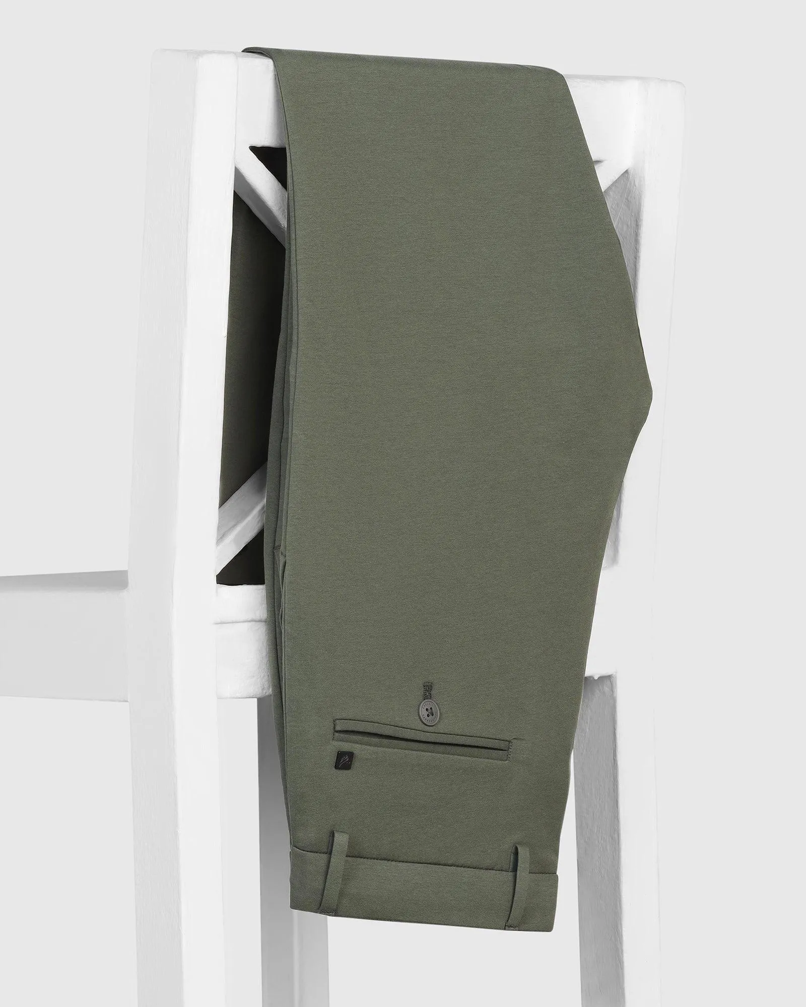 Casual Office TechPro Slim Fit B-91 Casual Dark Olive Solid Khakis - Ziea