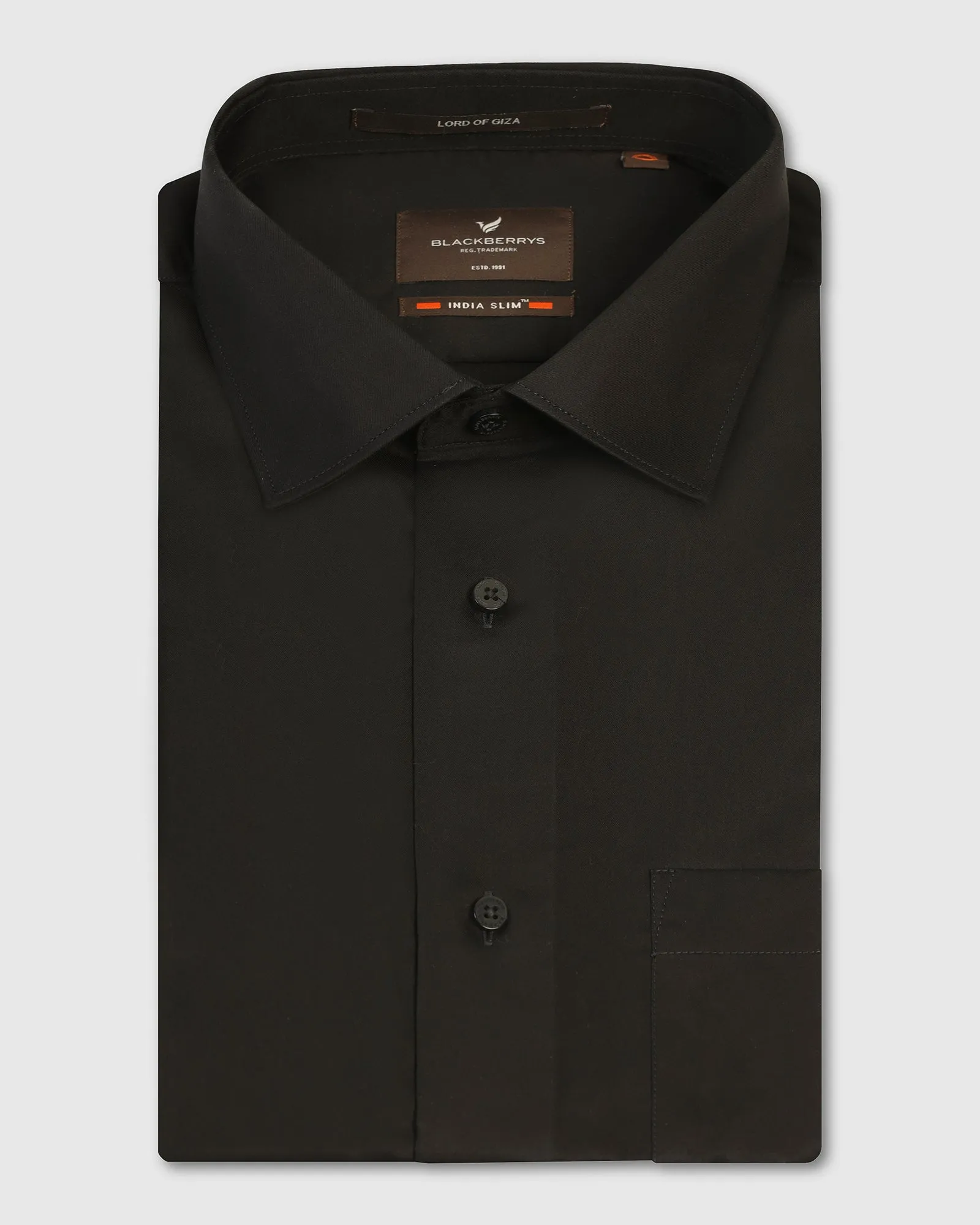 Formal Black Solid Shirt - Dawn Relaxed Comfort Reinforced Collar