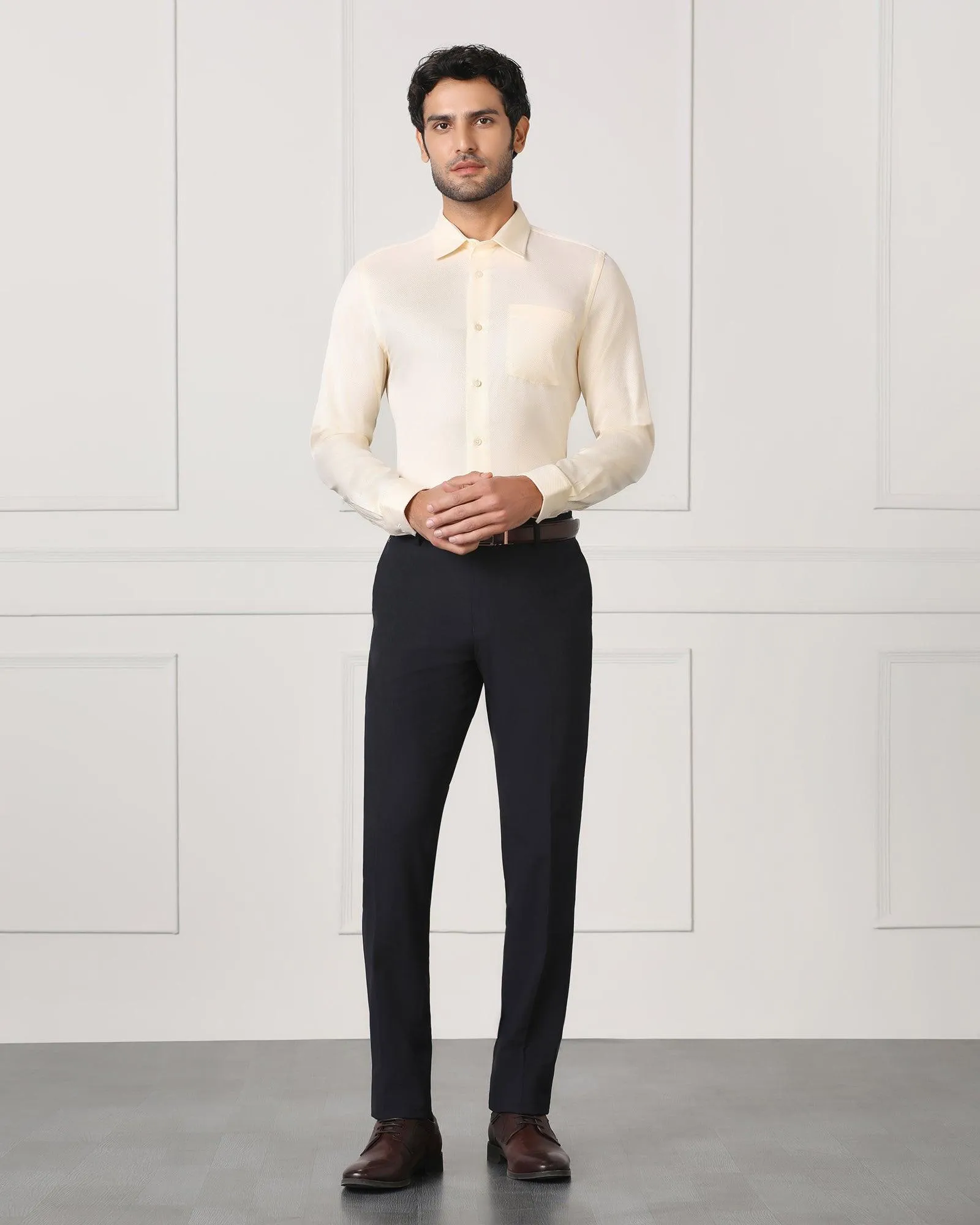 Sports Ready Standalone Option Must Haves Formal Off White Solid Shirt - Samuel