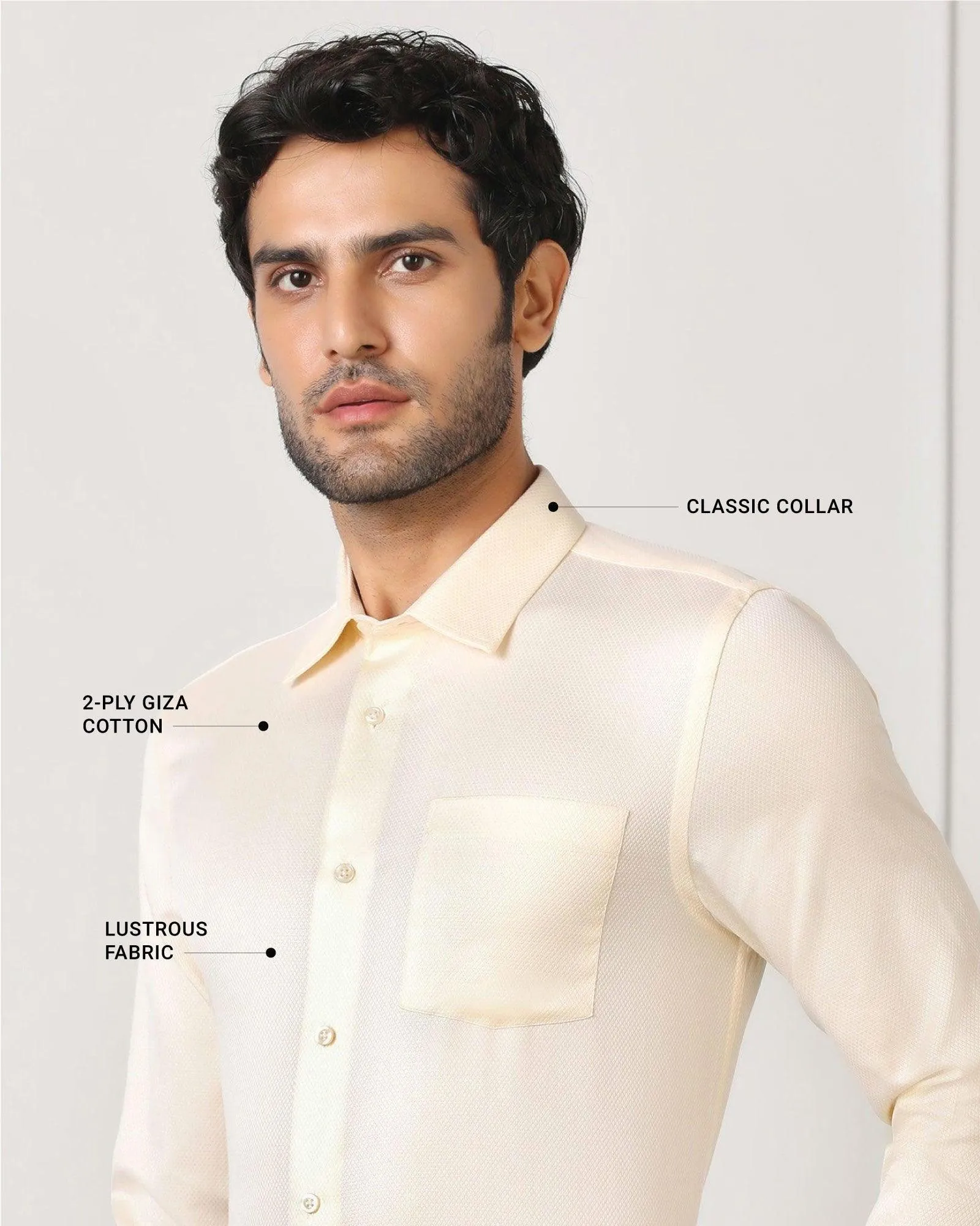 Must Haves Formal Off White Solid Shirt - Samuel Relaxed Silhouette