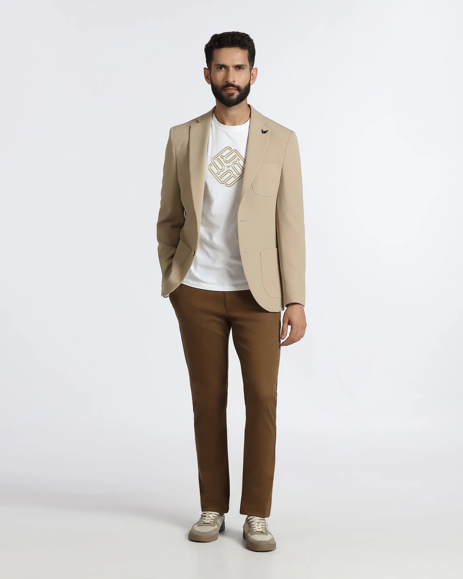 Weatherproof Technology Light Reflective Beige Solid Blazer - Modelo