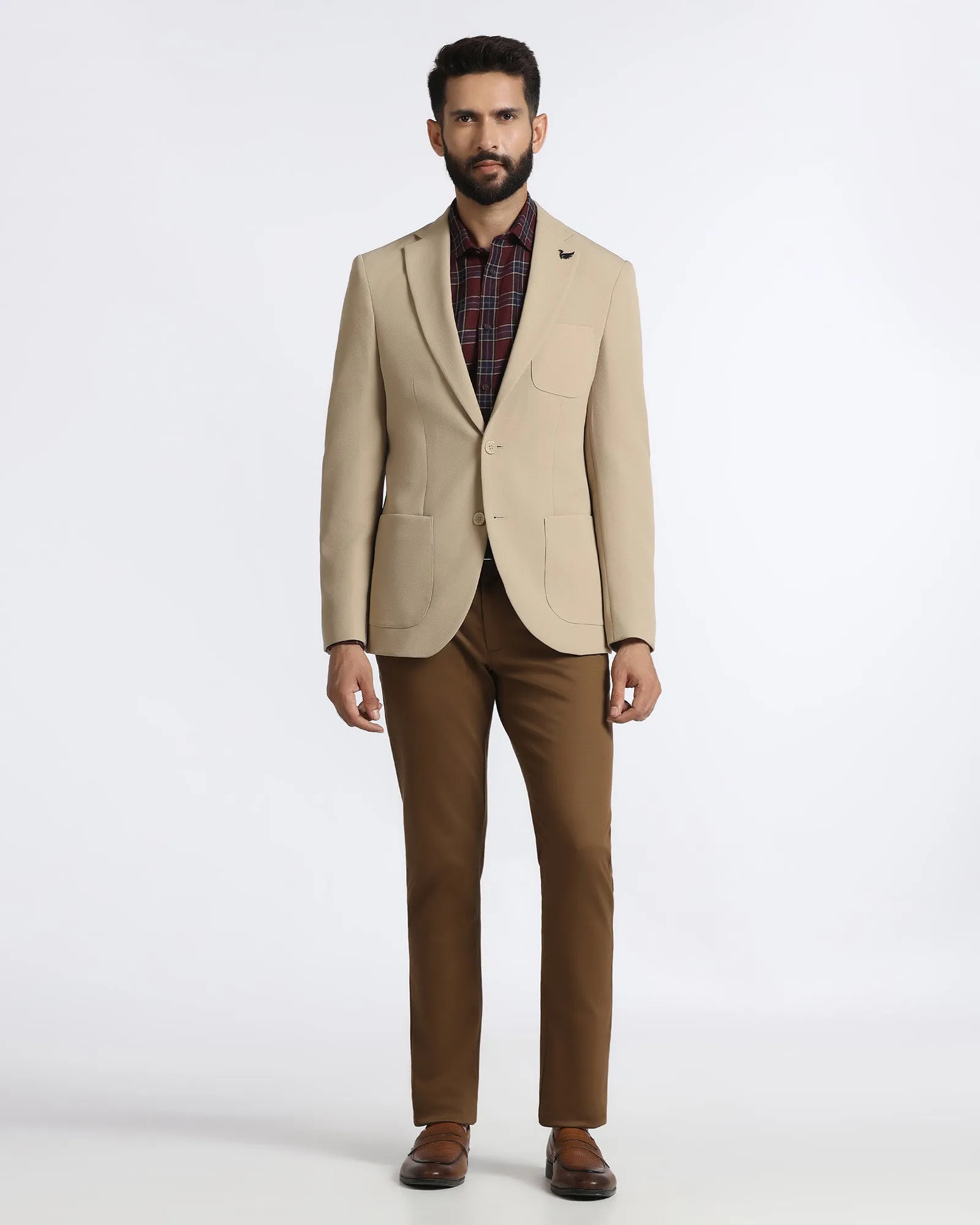 Multi Pocket System Beige Solid Blazer - Modelo