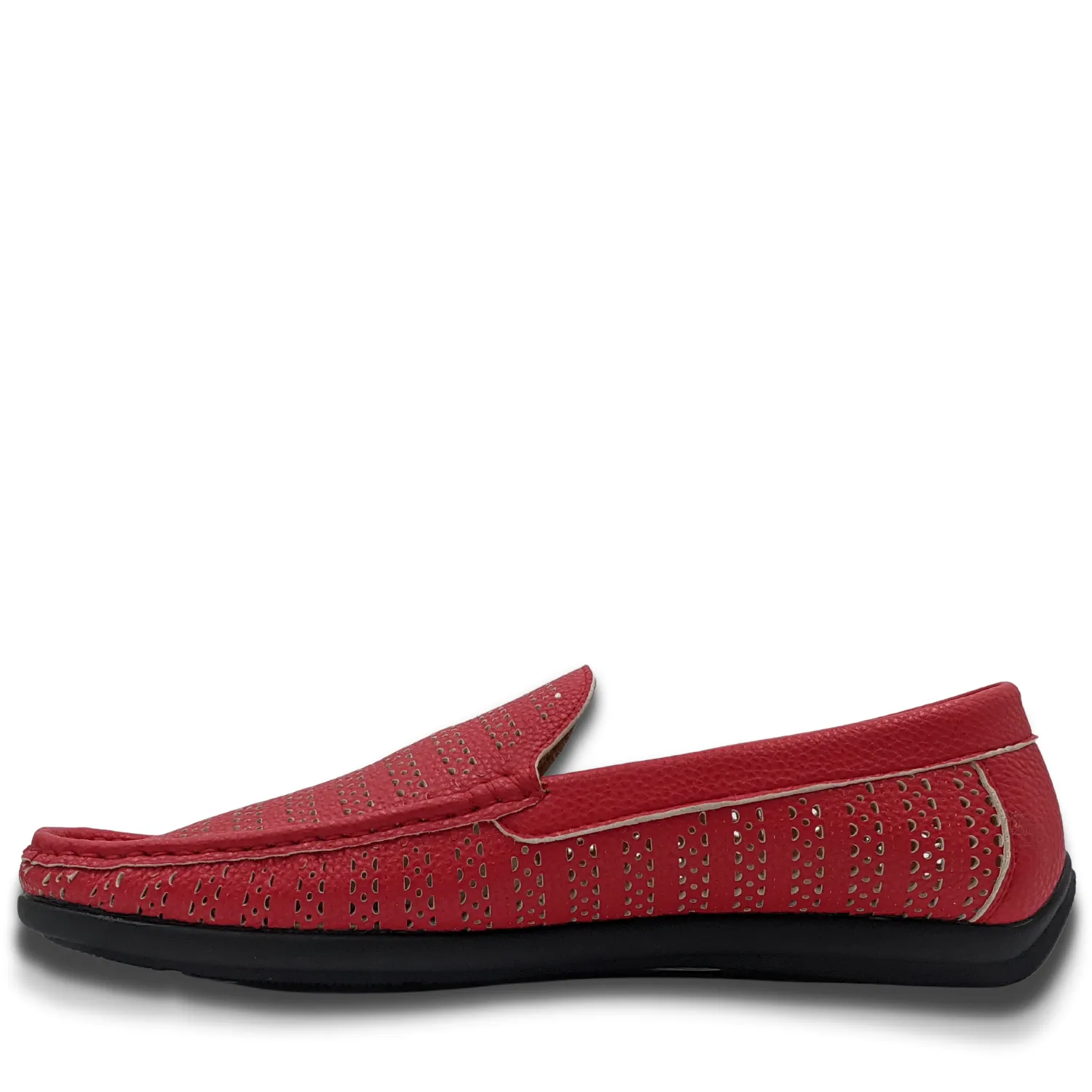 Montique Men's Red Perforated Driving Shoes S22 Outdoor Ready