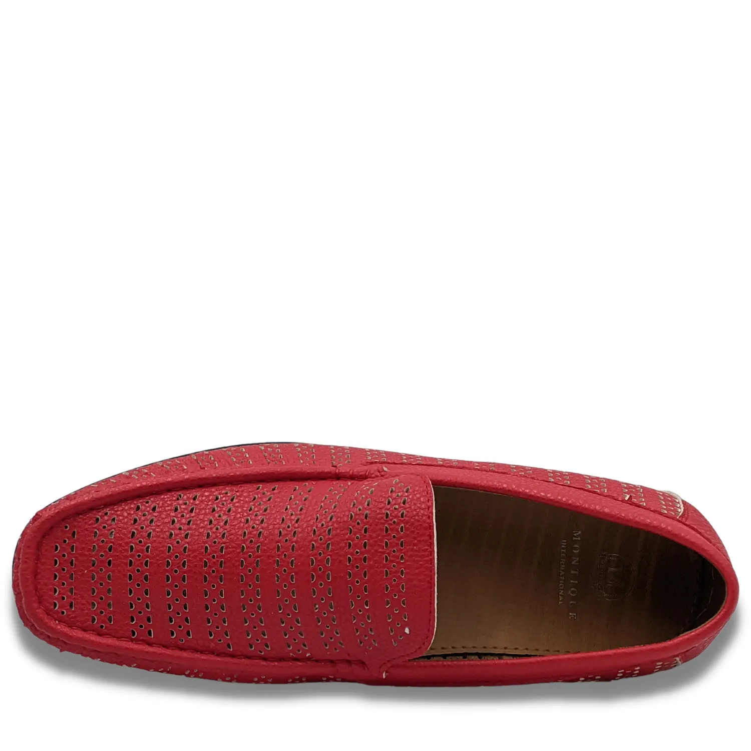 Montique Men's Red Perforated Driving Shoes S22 Practical Sole