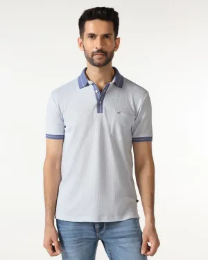Light Blue Textured Polo - Contra Light Comfort