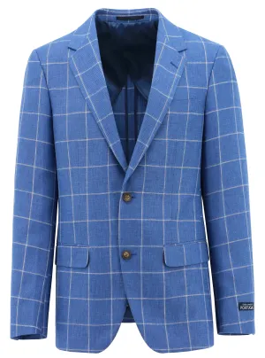 Temperature Balancing Layer Subtle Texture Lazio Blue Checked Sports Jacket