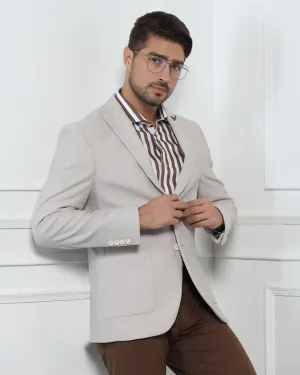 Non Irritating Lining Multi Layer Construction TechPro Formal Off White Textured Blazer - Renault