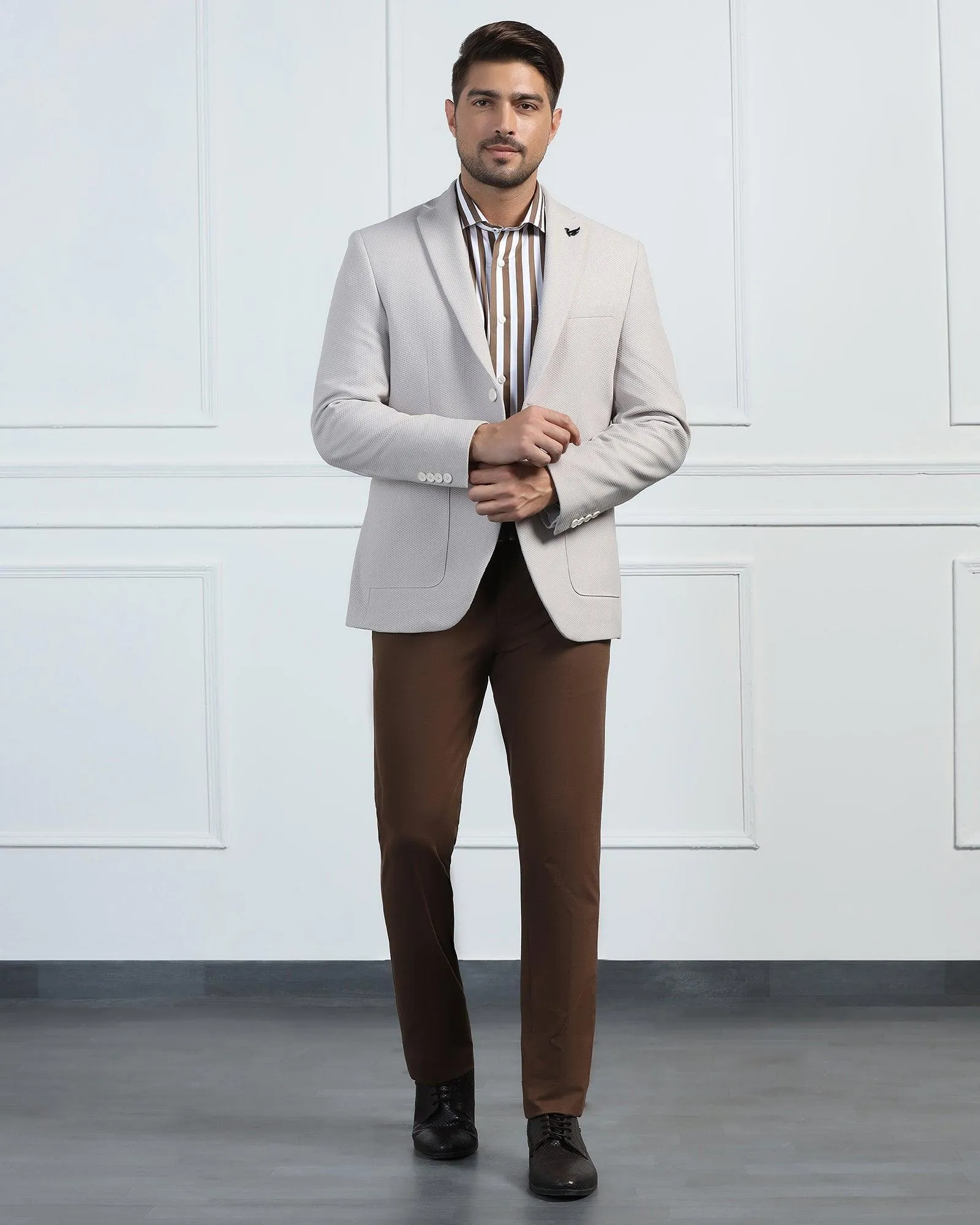 TechPro Formal Off White Textured Blazer - Renault Transition Wear