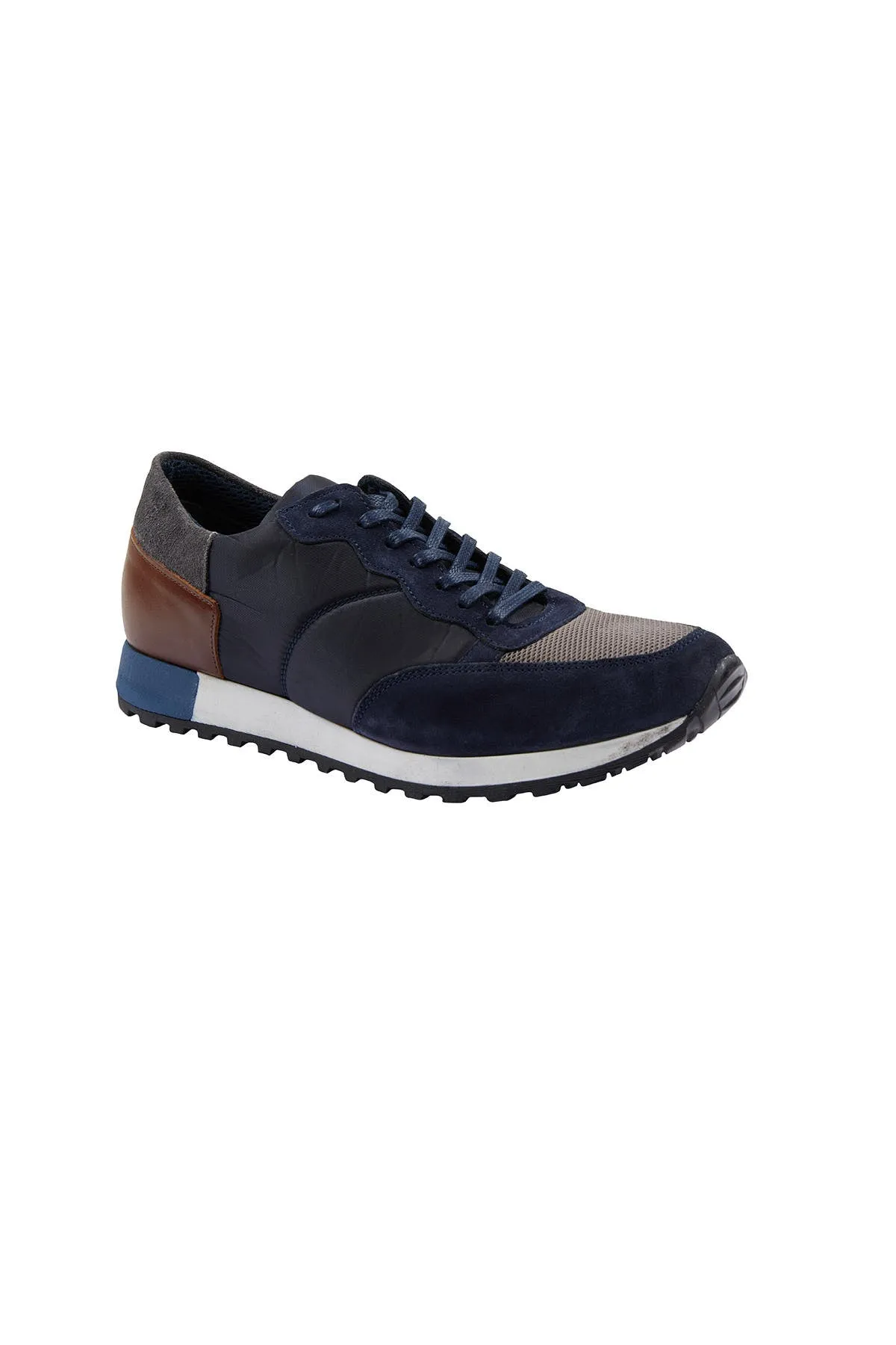 Cold Guard Moisture Wicking Lining Beige Casual Lace-Up Shoes in 100% Genuine Leather, Navy