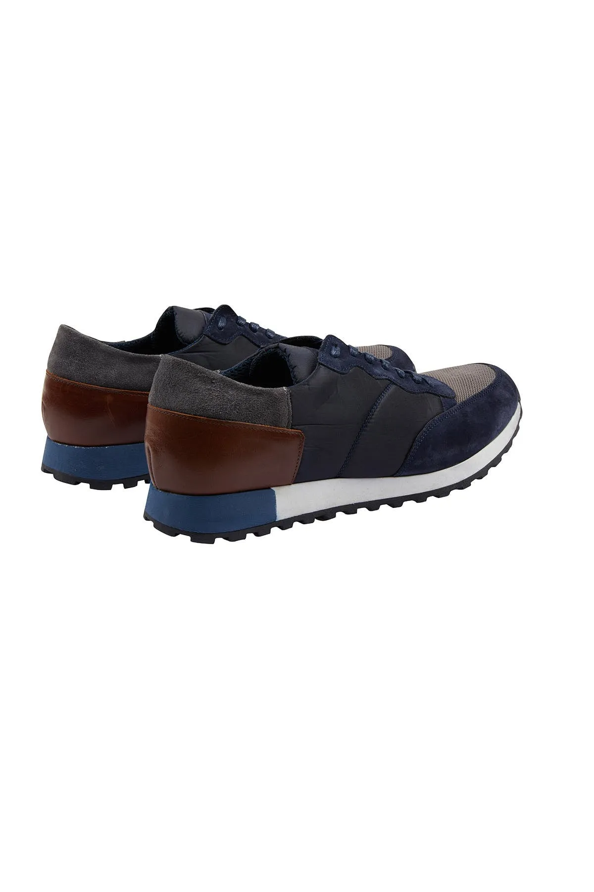 Beige Casual Lace-Up Shoes in 100% Genuine Leather, Navy Muscle Aid Sustainable Leather