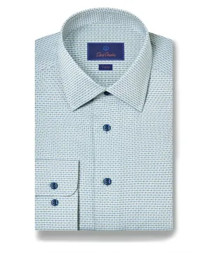 Conference Appropriate David Donahue Trim Fit Micro Ombre Dress Shirt in Sage/Blue