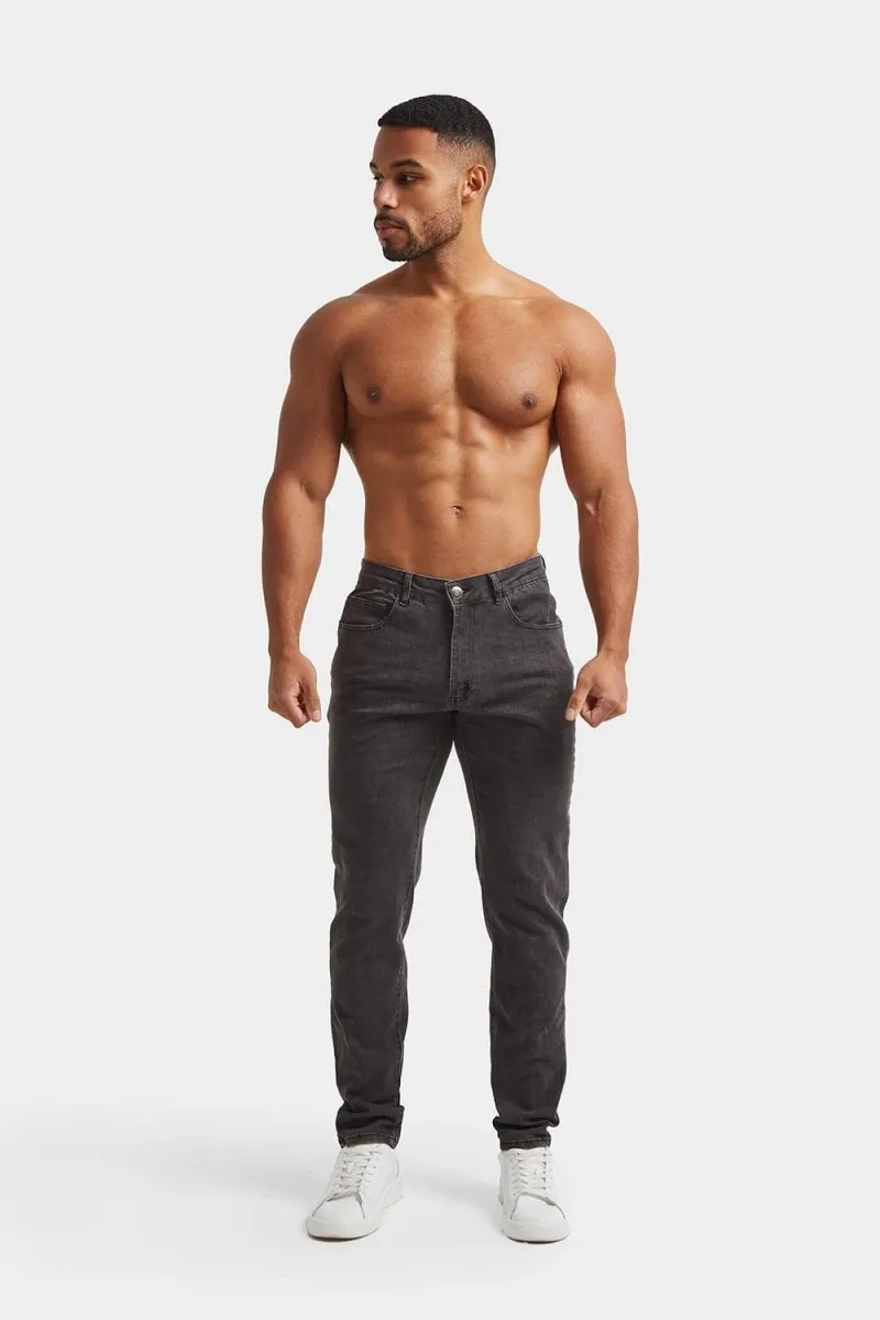 Garment Washed Softness standard fit Athletic Fit Jeans in Dark Grey