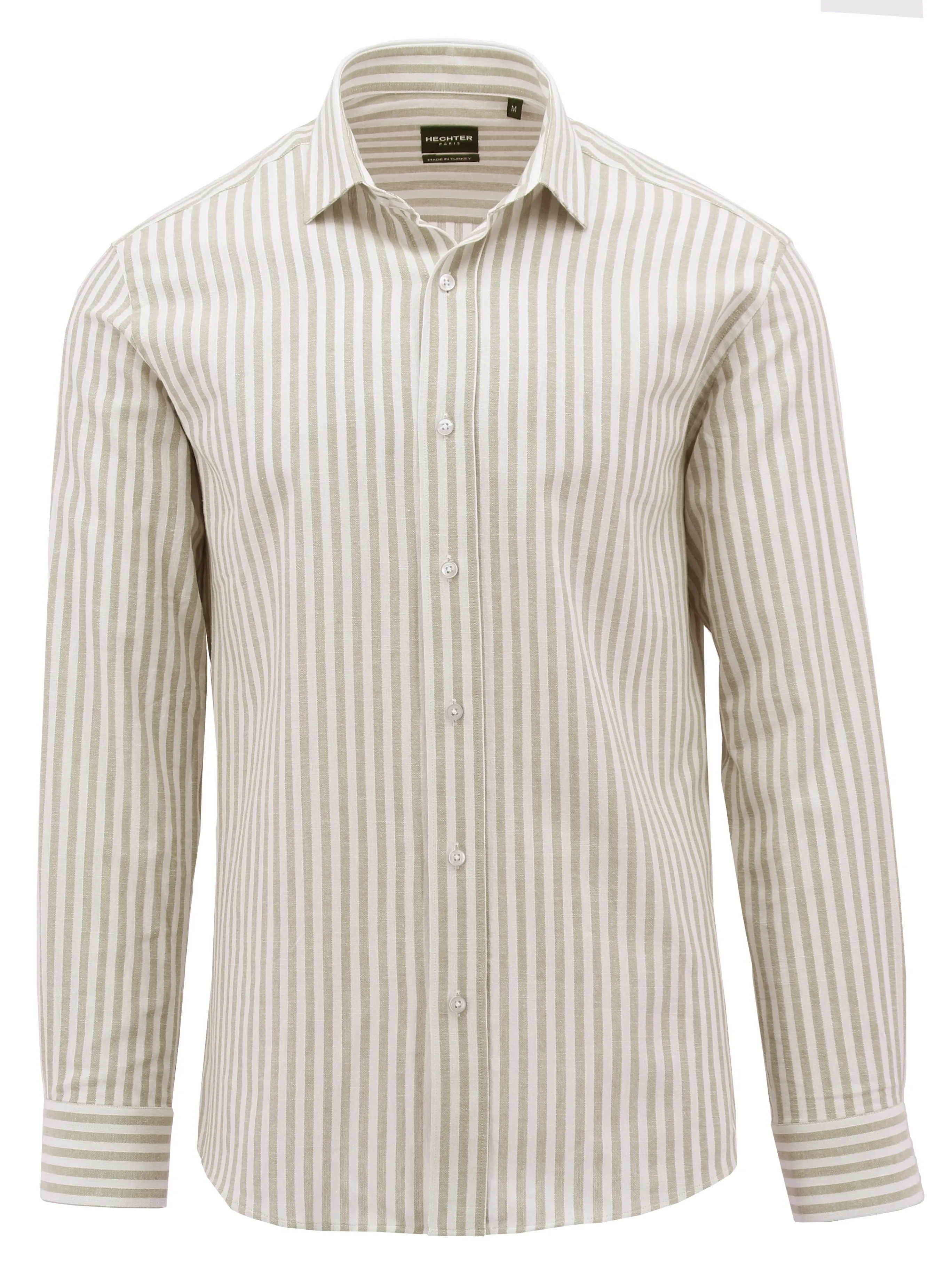 Winter Collection Non Restrictive Fit Sel Beige Striped Casual Shirt