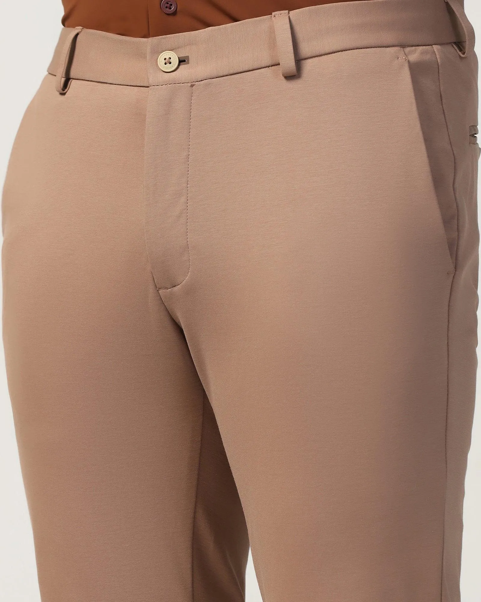 Versatile Layering TechPro Slim Fit B-91 Casual Beige Solid Khakis - Ziea