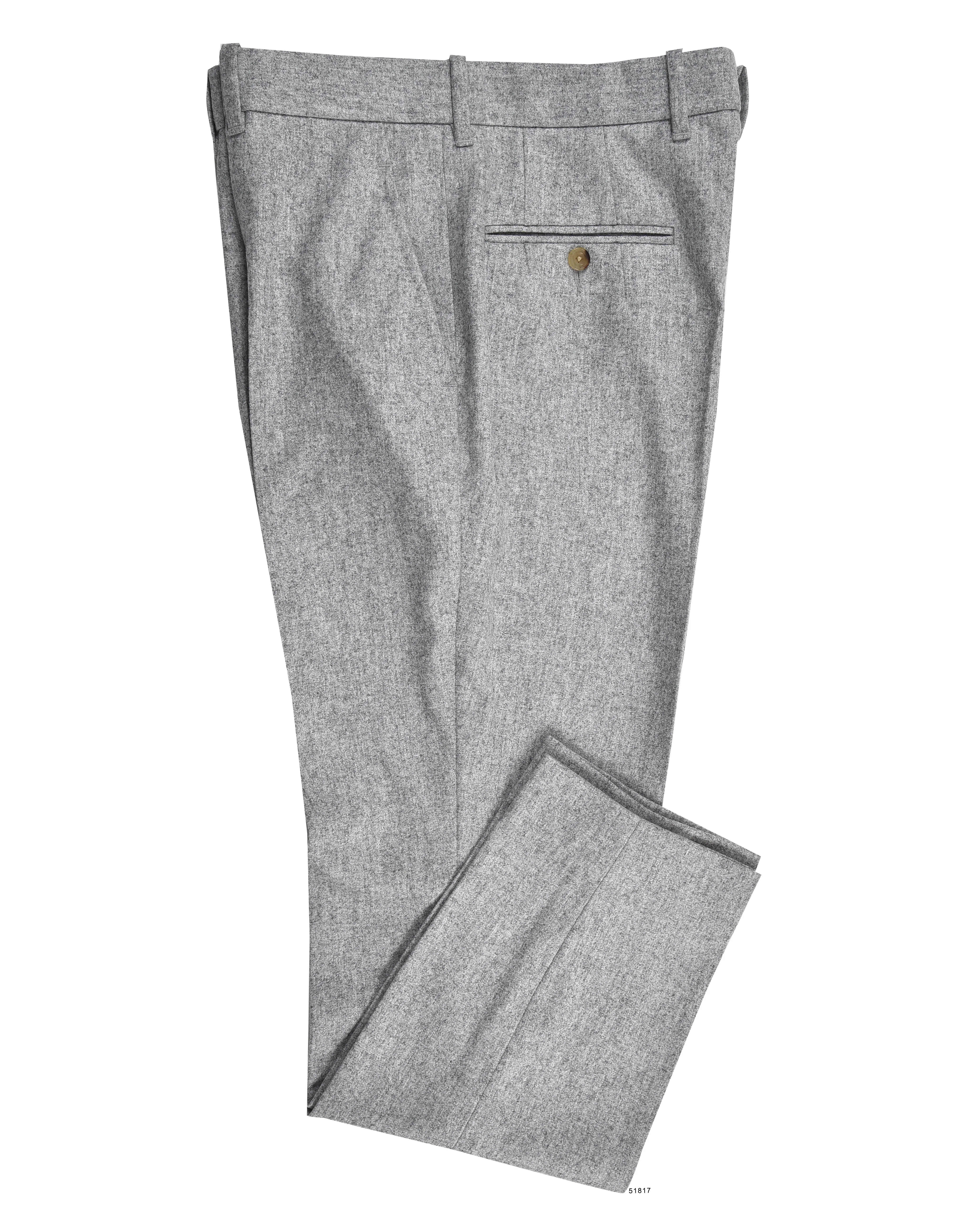 VBC 100% Wool: Ash Grey Flannel Dress Pant Smooth Fabric