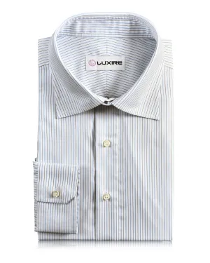 Petite Option Static Dissipating Fiber Blue and Black Pin Stripes On White Shirt