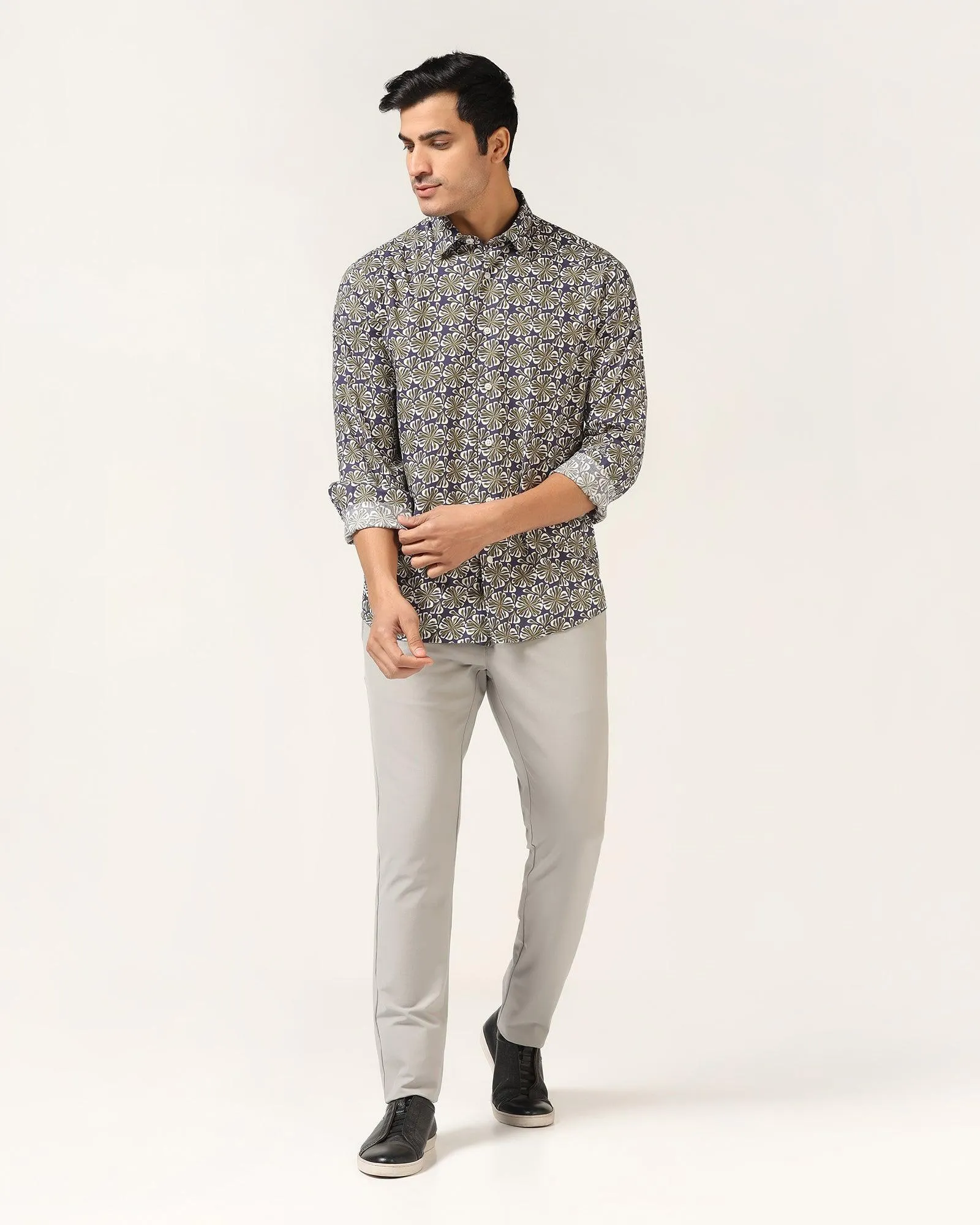 Casual Blue Printed Shirt - Melon Sophisticated Style Durable Material