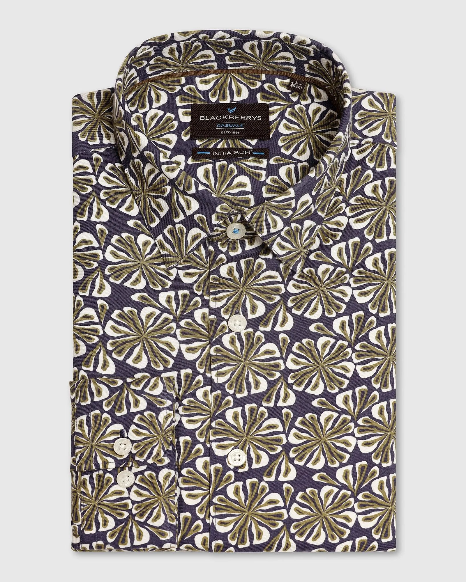 Winter Retreat Casual Blue Printed Shirt - Melon