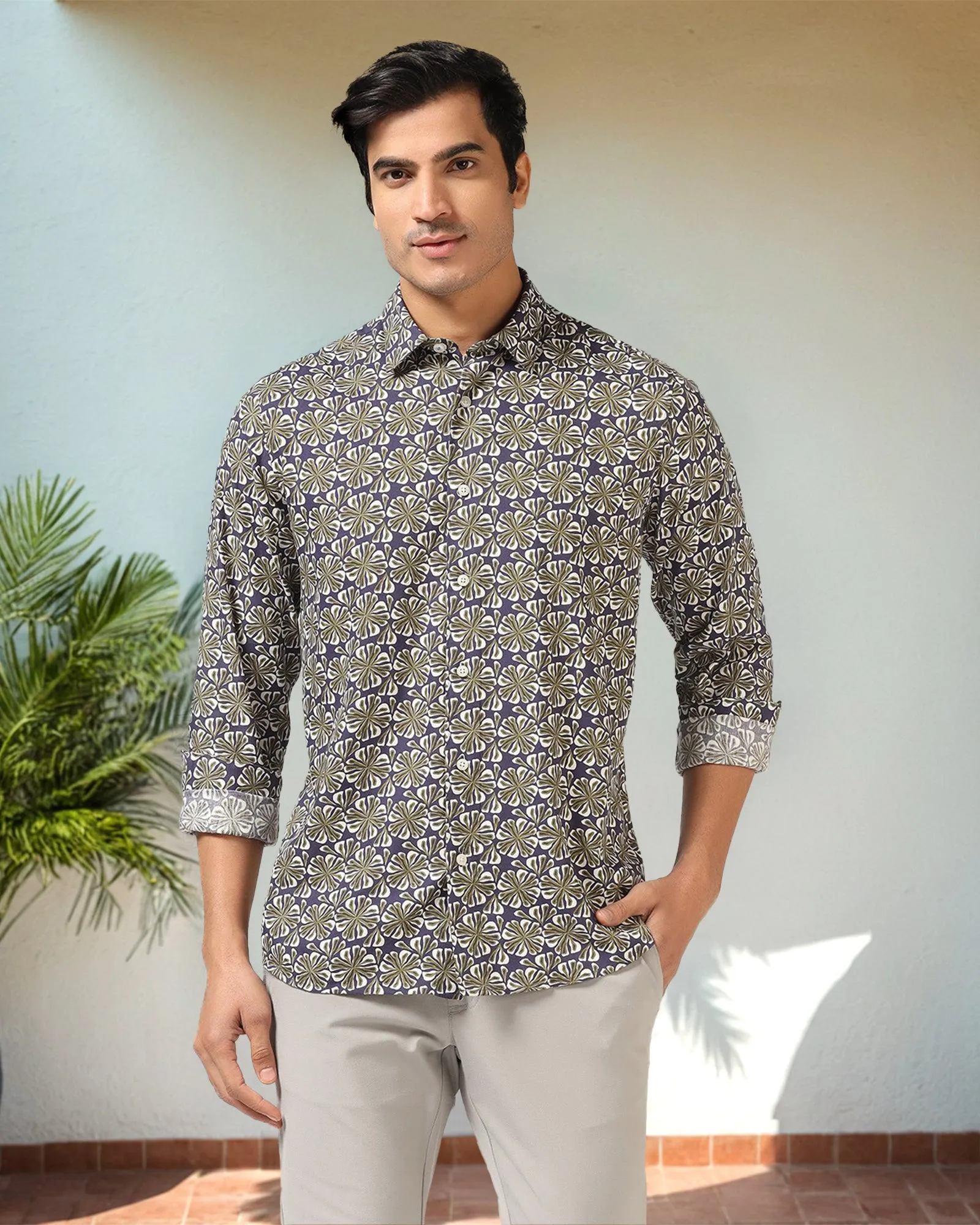 Casual Blue Printed Shirt - Melon Lounge Comfort