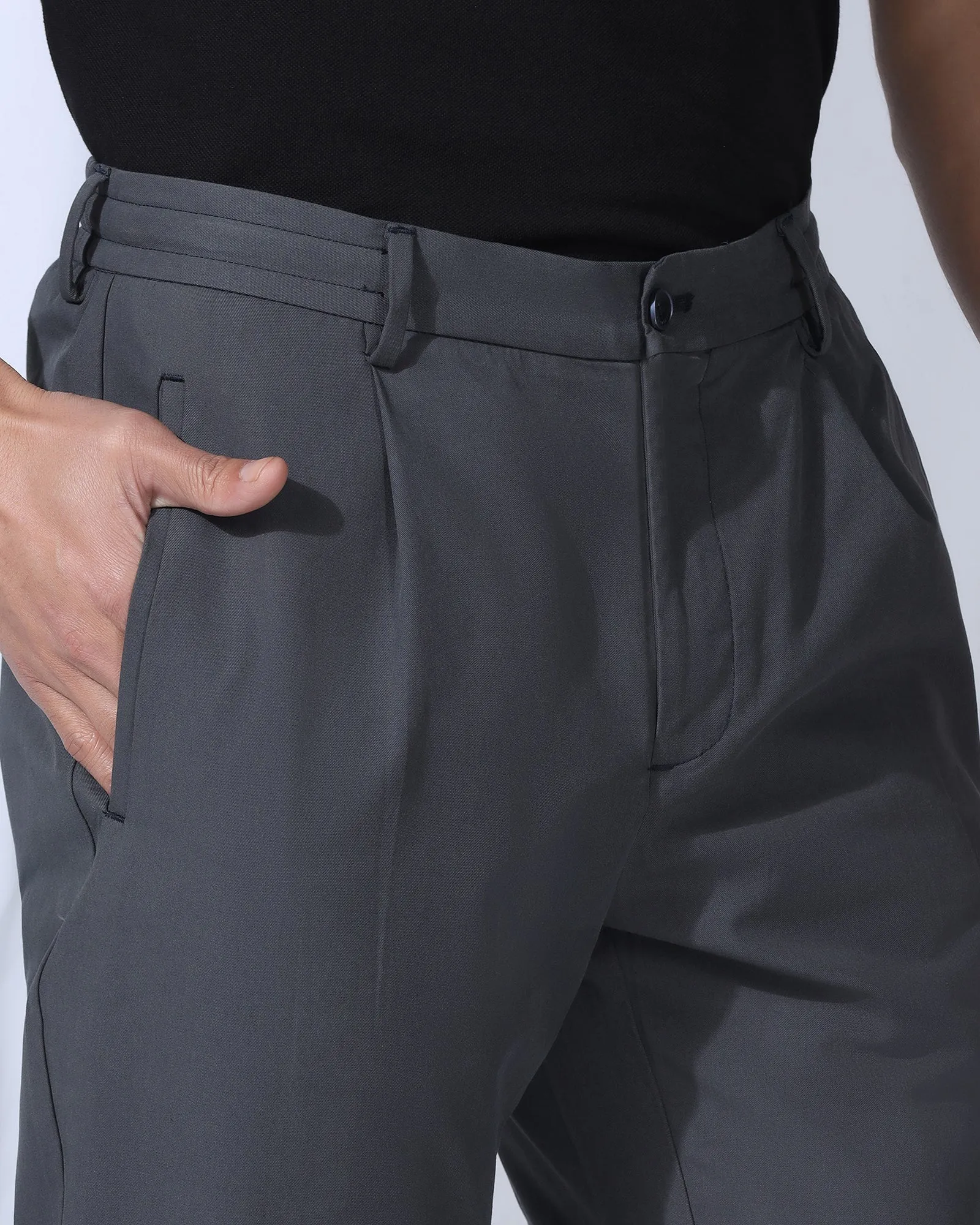 Sneaker Fit Casual Charcoal Solid Khakis - Ario Active Lifestyle Non Slip Waist Grip