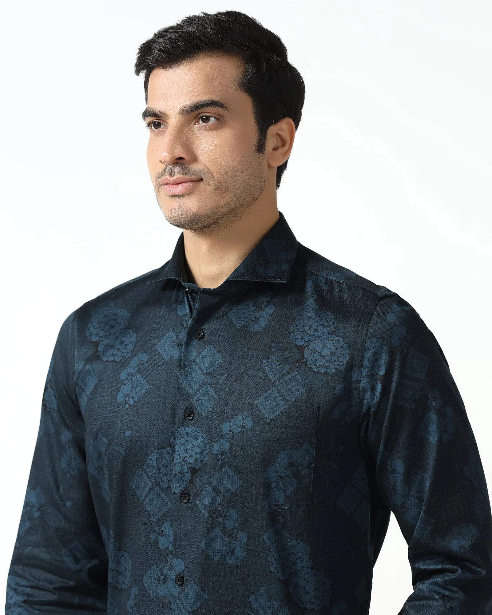 Navy Printed Shirt - Pristine Lightweight Construction Cultural Inspired