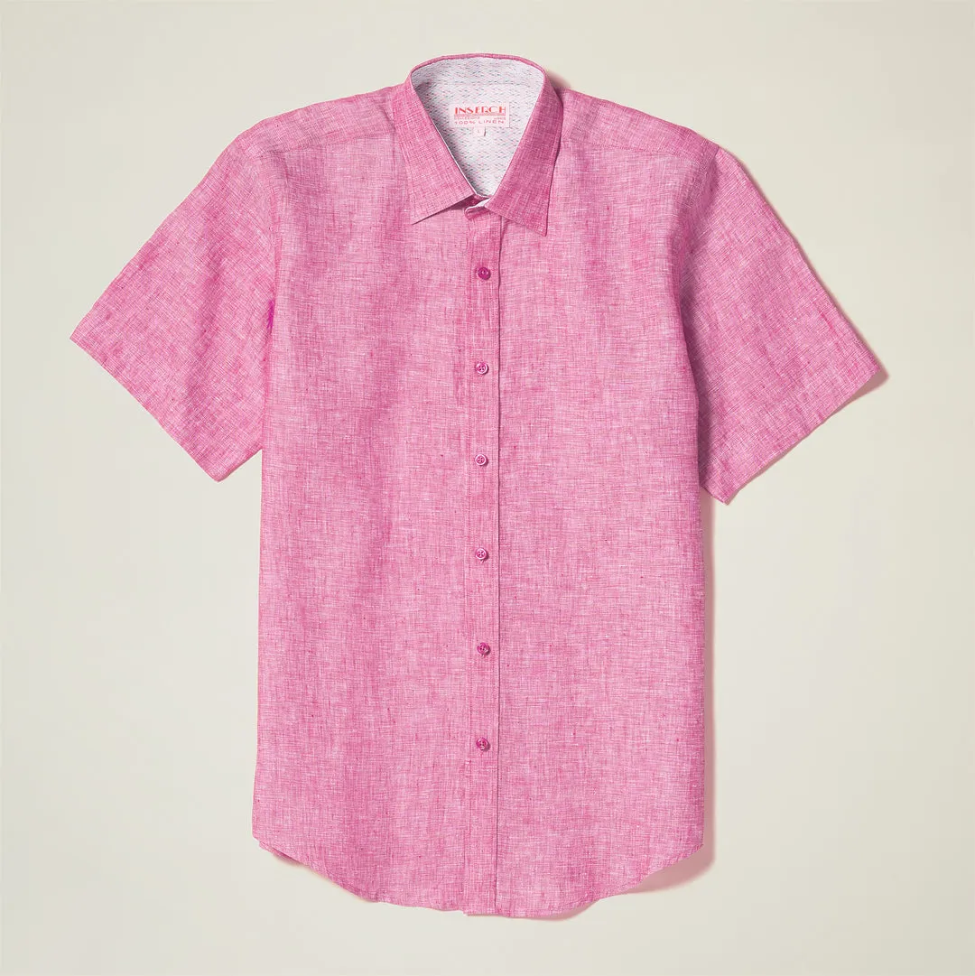 Inserch SS Linen Shirt SS717-00057 Summer Pink Vacation Mood BreathableLining