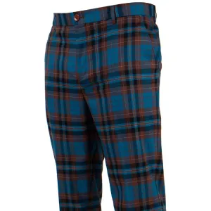 Prestige Teal Brown Plaid Pants Multi Panel Construction
