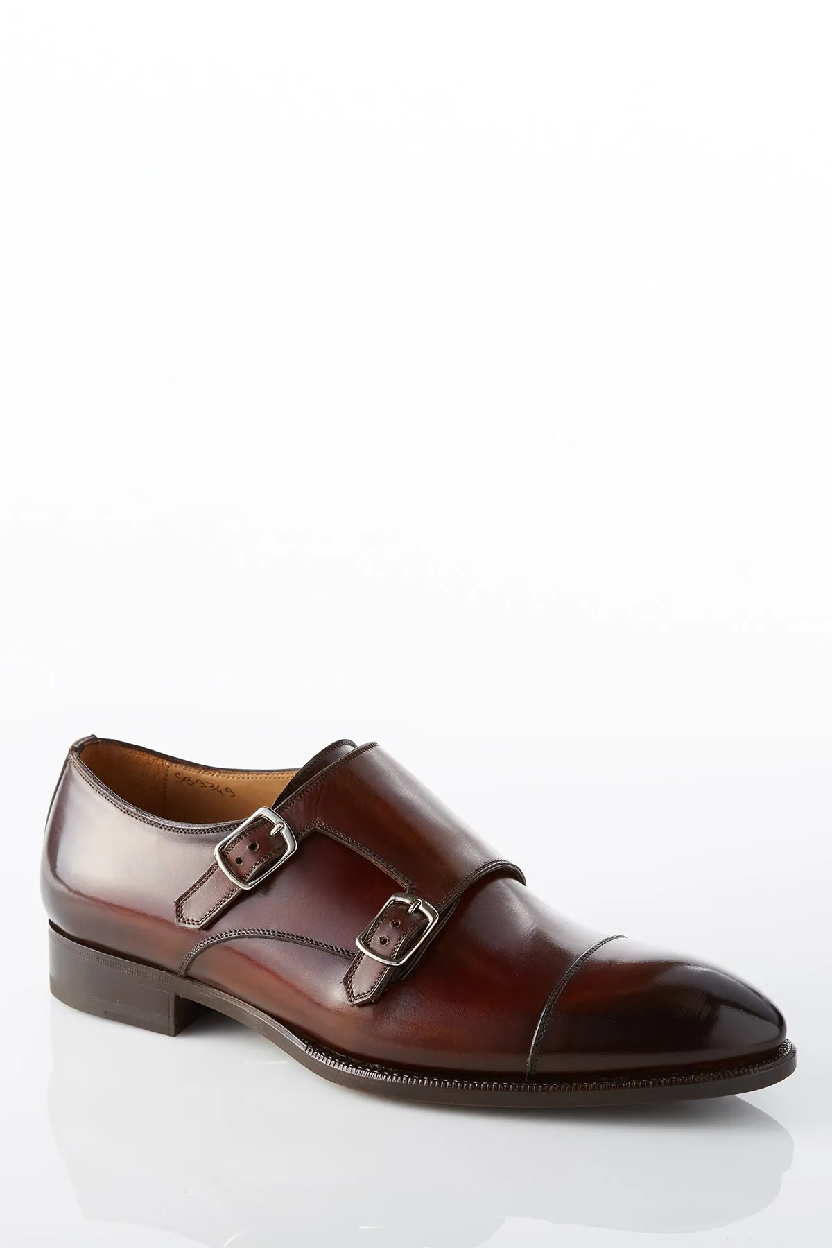 Ergonomic Travel Enthusiasts David August Leather Cap Toe Double Monk-strap Shoes in Whiskey Brown
