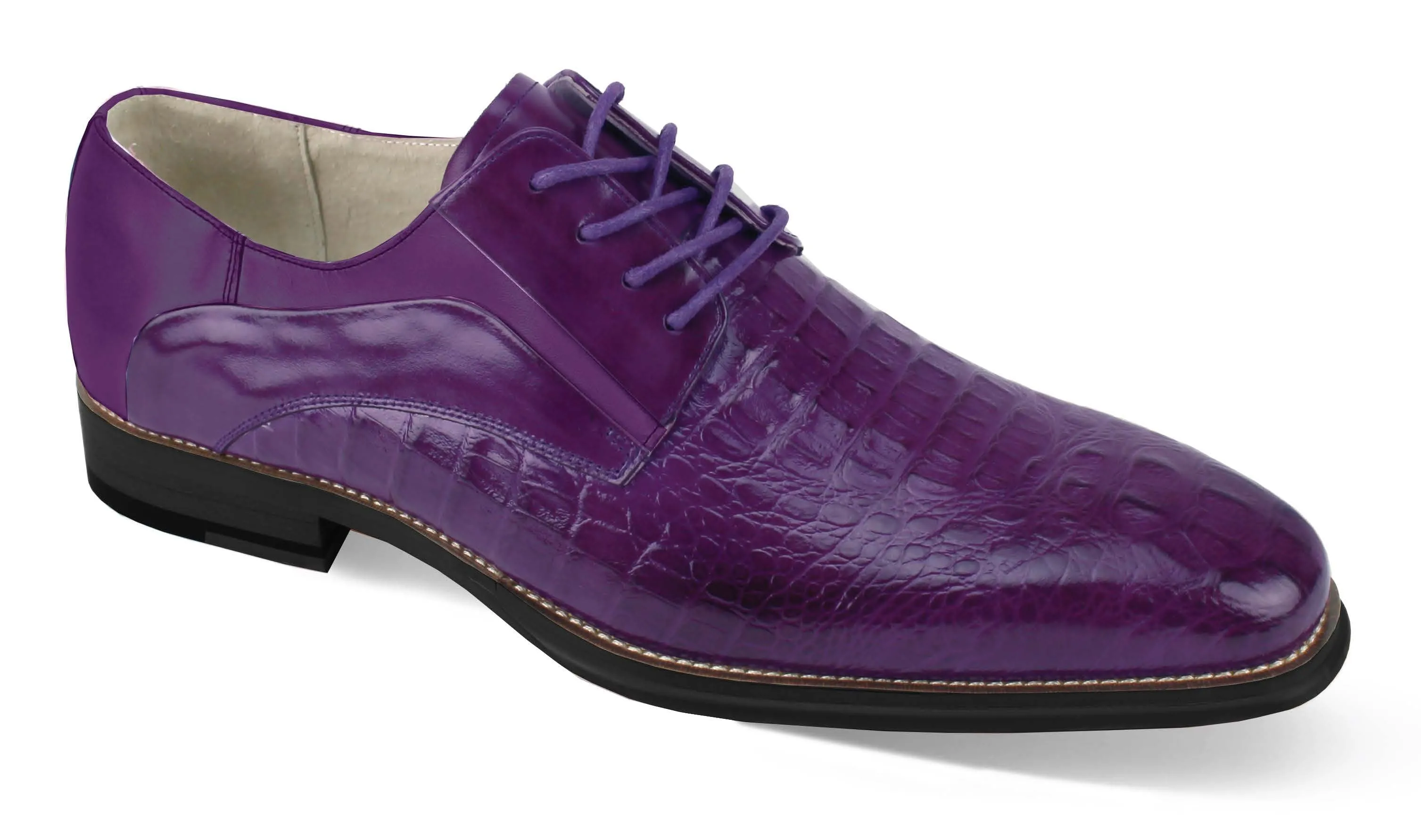 Daily Chill Dual Tone Luxe Allure: Purple Crocodile Inspired Leather Lace Dress Shoes